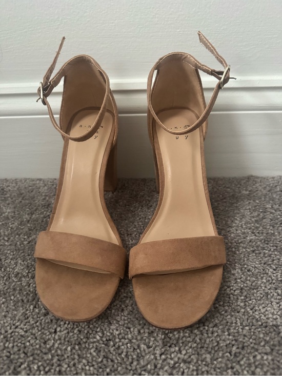 a new day Shoes - a new day Tan Suede Block Heel Sandals with Ankle Strap